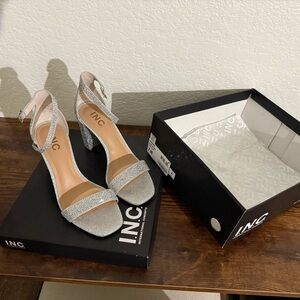 INC International Concepts Women's Glittering Silver Heels